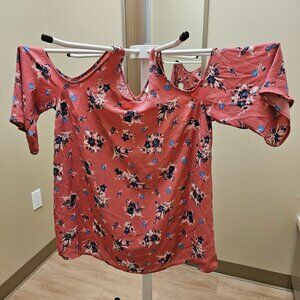 Maternity Motherhood Floral Cold Shoulder Top with Matching Tie